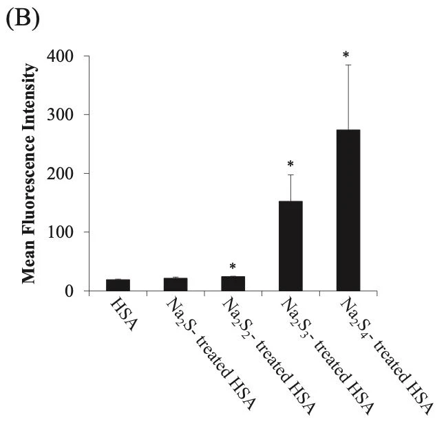 (B) SSP2 fluorescence intensity of Na2Sn-treated HSA samples was analyzed by SSP2. (B) SSP2 fluorescence intensity of Na2Sn-treated HSA samples was analyzed by SSP2.